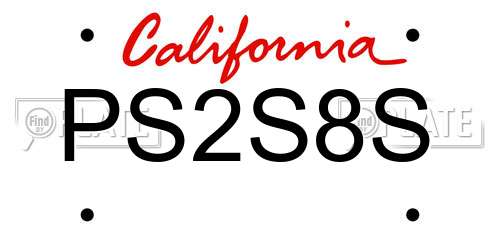 PS2S8S California License Plate
