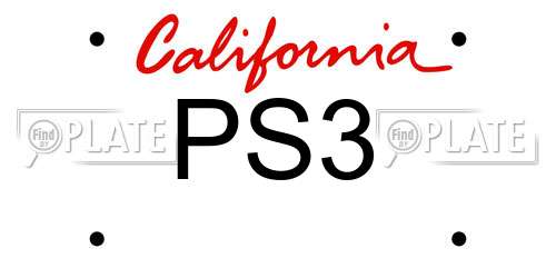 PS3 California License Plate