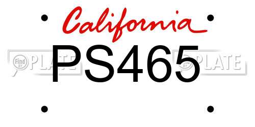 PS465 California License Plate