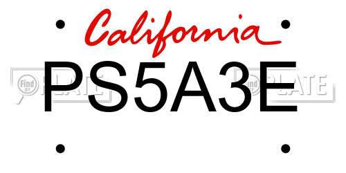 PS5A3E California License Plate