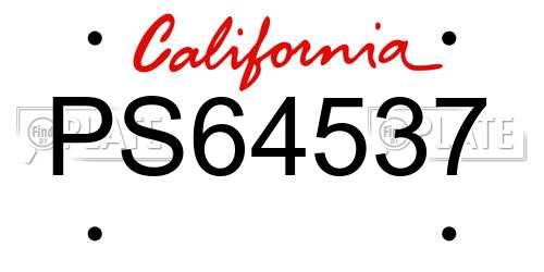 PS64537 California License Plate