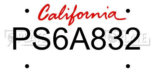 PS6A832 California License Plate
