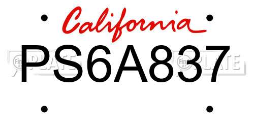 PS6A837 California License Plate