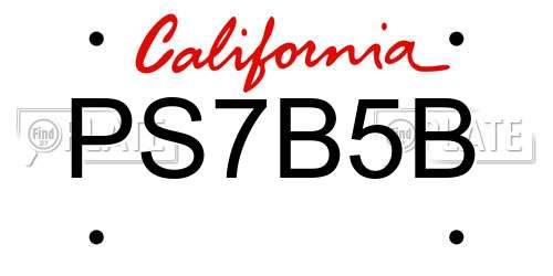 PS7B5B California License Plate