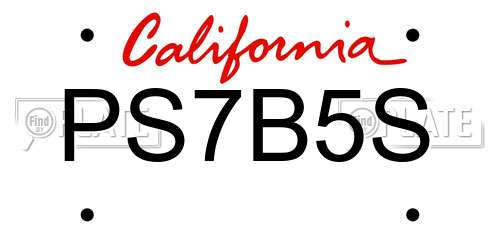 PS7B5S California License Plate