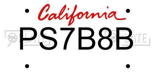 PS7B8B California License Plate