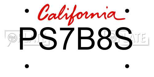 PS7B8S California License Plate