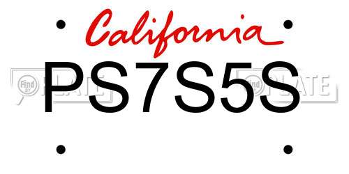 PS7S5S California License Plate