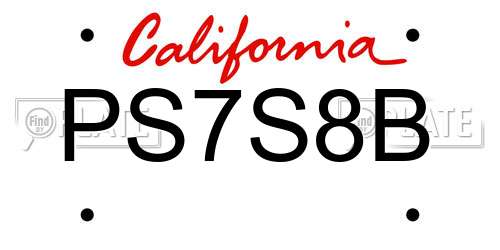 PS7S8B California License Plate