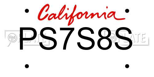 PS7S8S California License Plate
