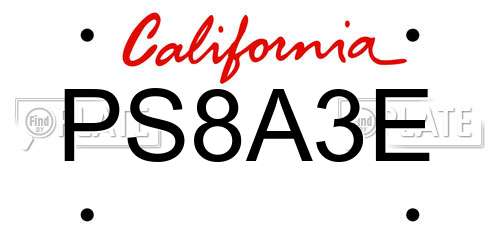 PS8A3E California License Plate