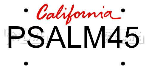 PSALM45 California License Plate