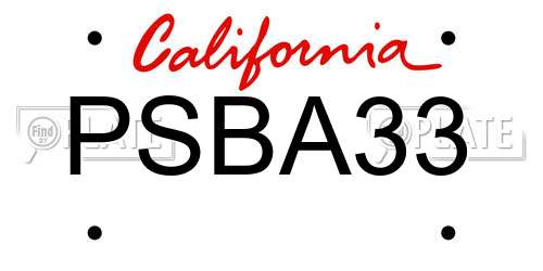 PSBA33 California License Plate