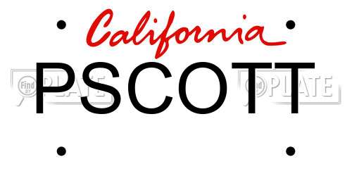 PSCOTT California License Plate