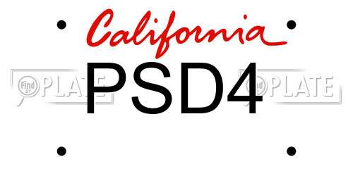 PSD4 California License Plate