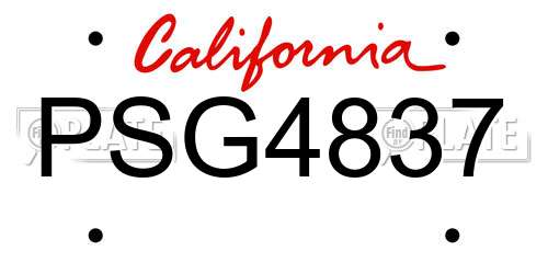 PSG4837 California License Plate