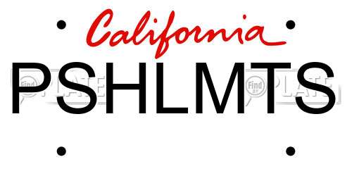 PSHLMTS California License Plate