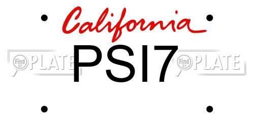 PSI7 California License Plate