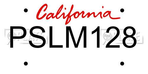 PSLM128 California License Plate