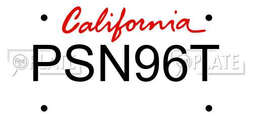 PSN96T California License Plate