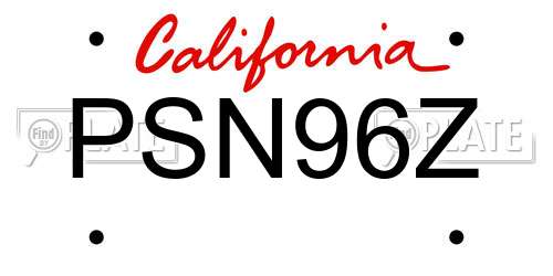 PSN96Z California License Plate