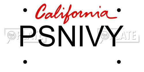 PSNIVY California License Plate