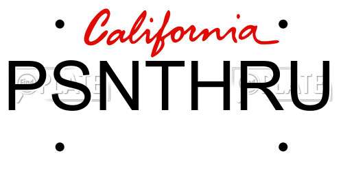 PSNTHRU California License Plate