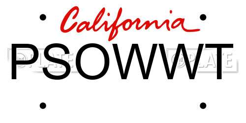 PSOWWT California License Plate