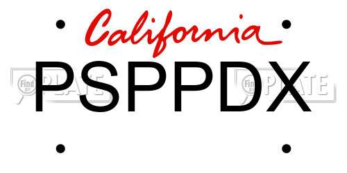 PSPPDX California License Plate