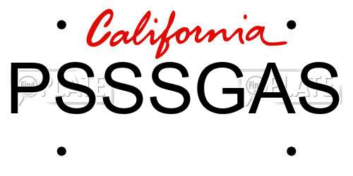 PSSSGAS California License Plate