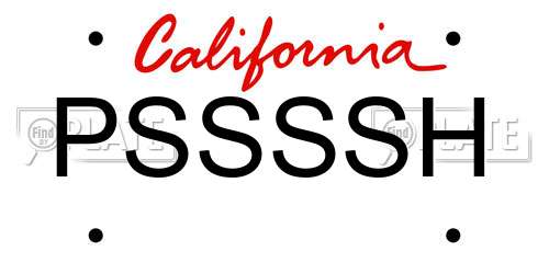 PSSSSH California License Plate