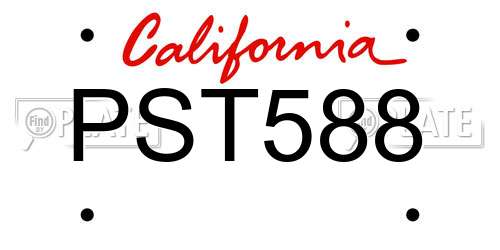 PST588 California License Plate