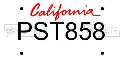 PST858 California License Plate