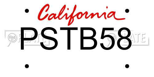 PSTB58 California License Plate