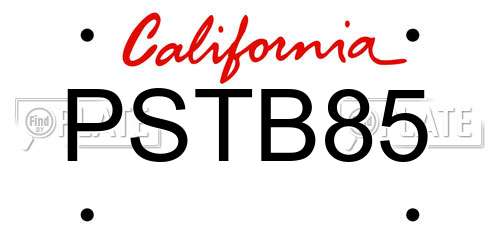 PSTB85 California License Plate