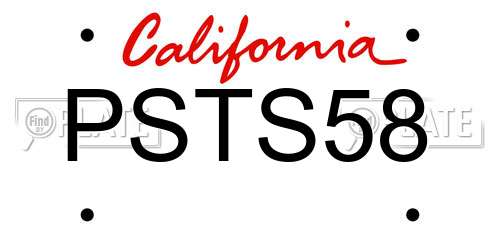 PSTS58 California License Plate