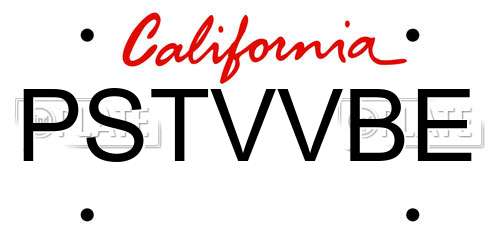 PSTVVBE California License Plate