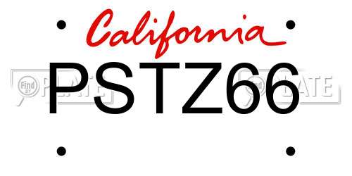 PSTZ66 California License Plate