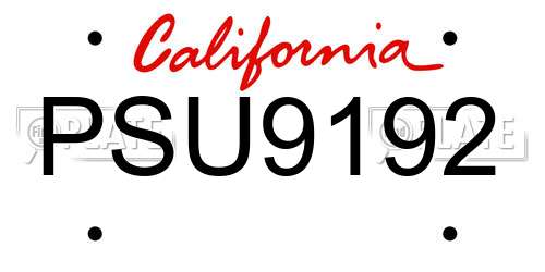 PSU9192 California License Plate