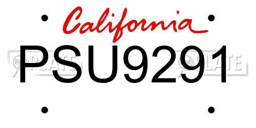 PSU9291 California License Plate
