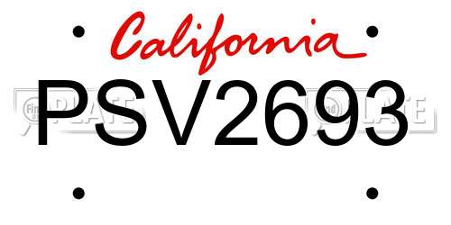 PSV2693 California License Plate