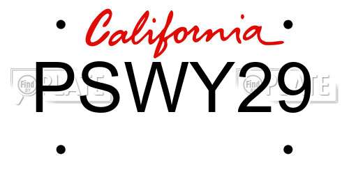 PSWY29 California License Plate