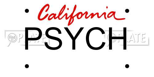 PSYCH California License Plate