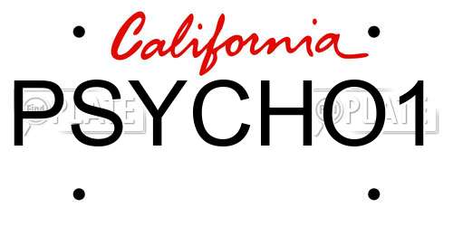 PSYCHO1 California License Plate