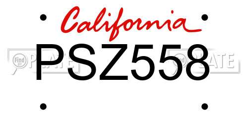 PSZ558 California License Plate