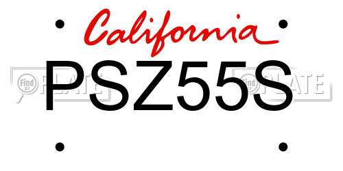 PSZ55S California License Plate