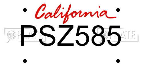 PSZ585 California License Plate