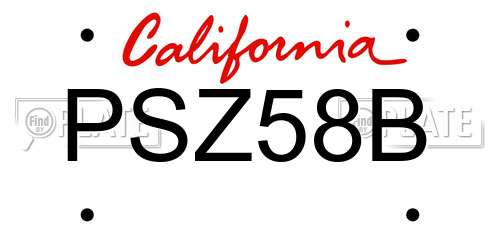 PSZ58B California License Plate