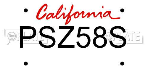 PSZ58S California License Plate