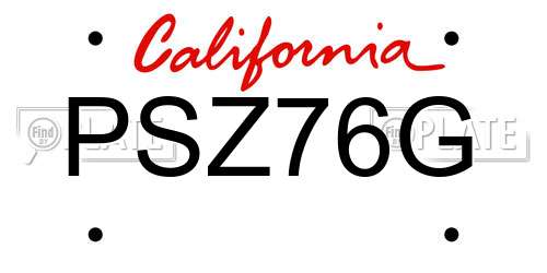 PSZ76G California License Plate